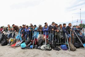 Syrian migrants at a border