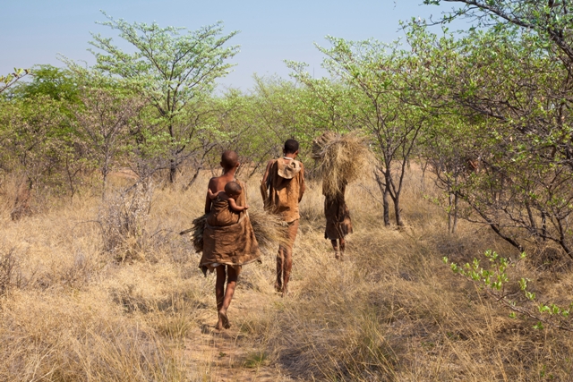 A family of Bushmen in the Kalahari, Botswana