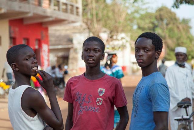 Young men in rural town