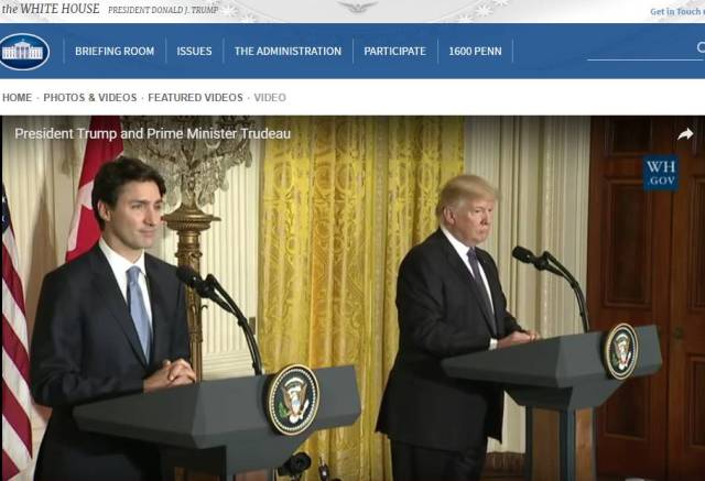 Canada's Justin Trudeau and President Trump at White House news conference