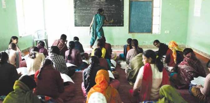 Girls studying at Balika Shivir in Lunkaransar, Bikaner district, Rajasthan