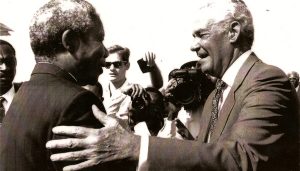 Michael Manley and Nelson Mandela in 1991
