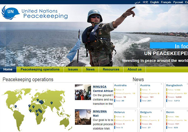 UN Peacekeeping website with Bangladesh numbers