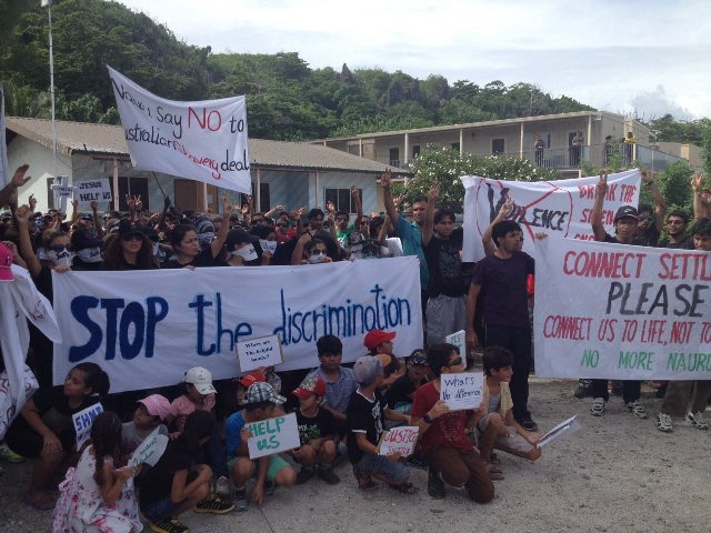 refugees protest