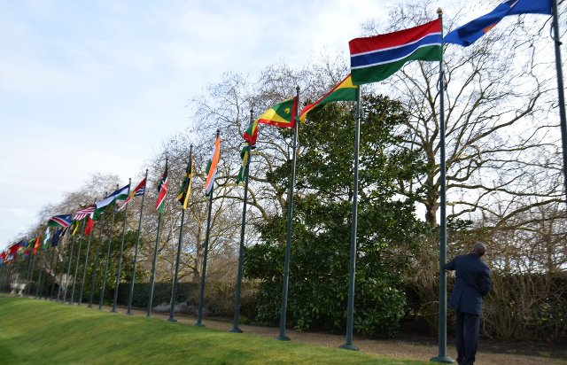 The flag of The Gambia joins the Commonwealth's other 52 flags