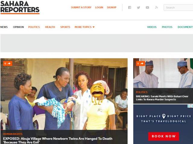 website of Sahara Reporters news
