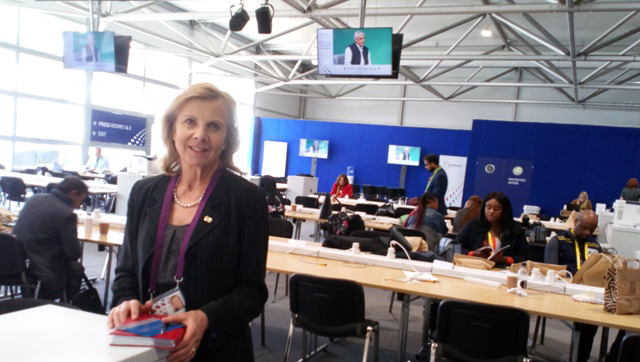 Victoria Schofield at the CHOGM Media Centre