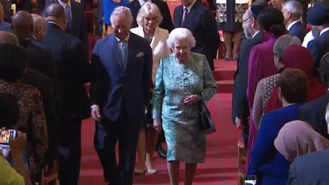 The Queen and Prince Charles leave after the opening of CHOGM 2018