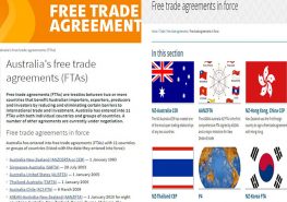 Free trade pages from websites of Australia and New Zealand
