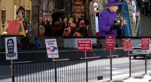 Westminster Abbey Service photos and Brexit placards