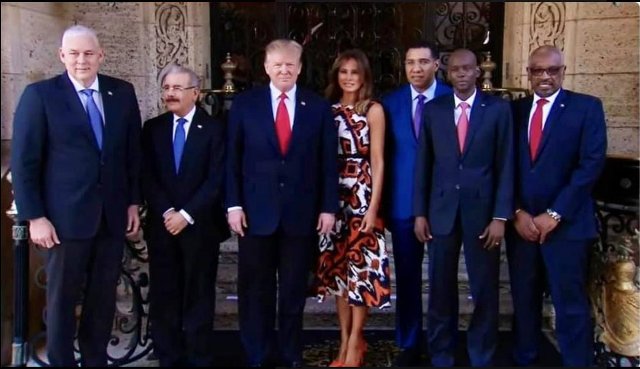 Five Caribbean leaders with Donald Trump in March 2019