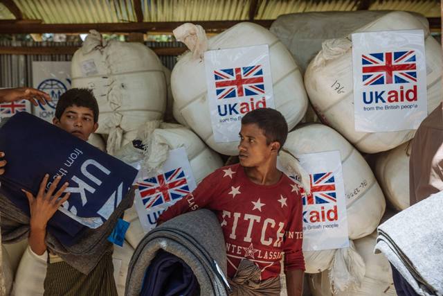 UK Aid labelled sacks