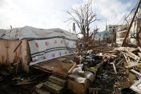 UKAid canvas following hurricane destruction