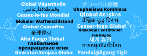 Glbal Ceasefire promotion in different languages