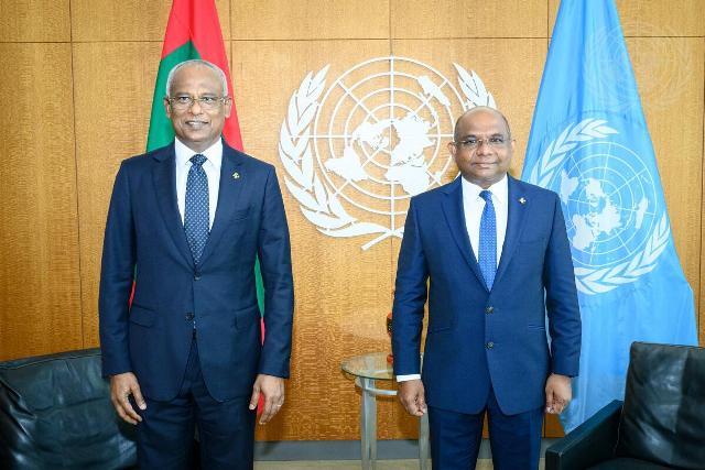 Maldives President Ibrahim Mohamed Solih and Abdulla Shahid
