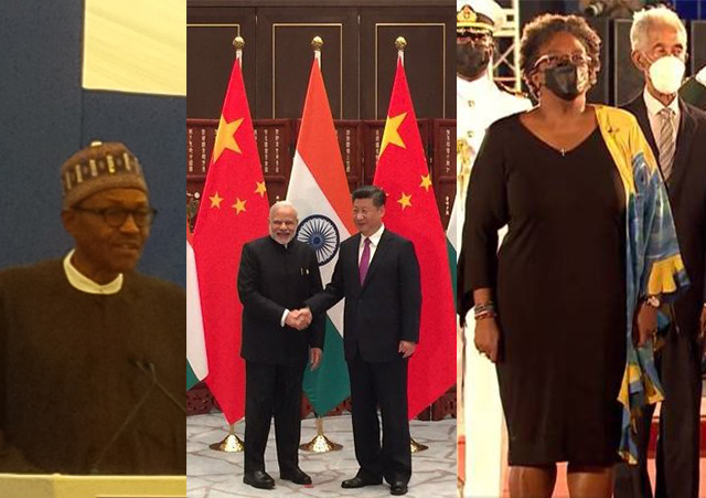 President Muhammadu Buhari, Prime Minister Narendra Modi and President Xi Jinping, Prime Minister Mia Mottley.