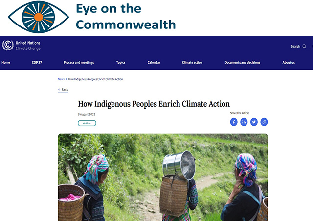 Climate change: UNFCC report on Indigenous people website