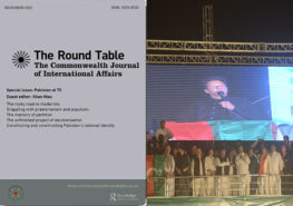 Cover of Pakistan at 75 Round Table Journal special. Ousted Prime Minister Imran Khan speaks to supporters in 2022