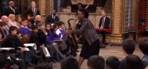 YolanDa Brown performs during Commonwealth Day 2023 at Westminster Abbey