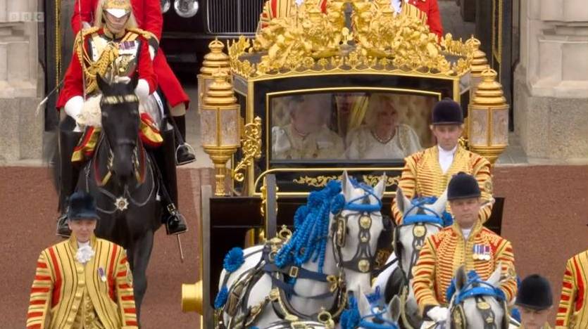 King Charles and Queen Camilla in a gold carriage. The coronation of King Charles III: An Australian perspective