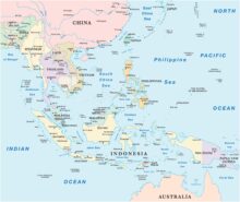 New world order in the Indo-Pacific: challenges and prospects for India. Vector map of the states of south-east Asia