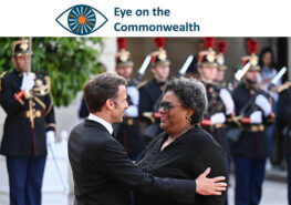 The Bridgetown Initiative's time has come. Photo shows French President Emmanuel Macron greets Barbados Prime Minister Mia Mottley at the Elysee Palace ahead of a dinner held during the New Global Financial Pact Summit
