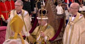 Research Article: The Coronation, the Commonwealth and government integrity. TV picture shows King Charless at Westminster Abbey