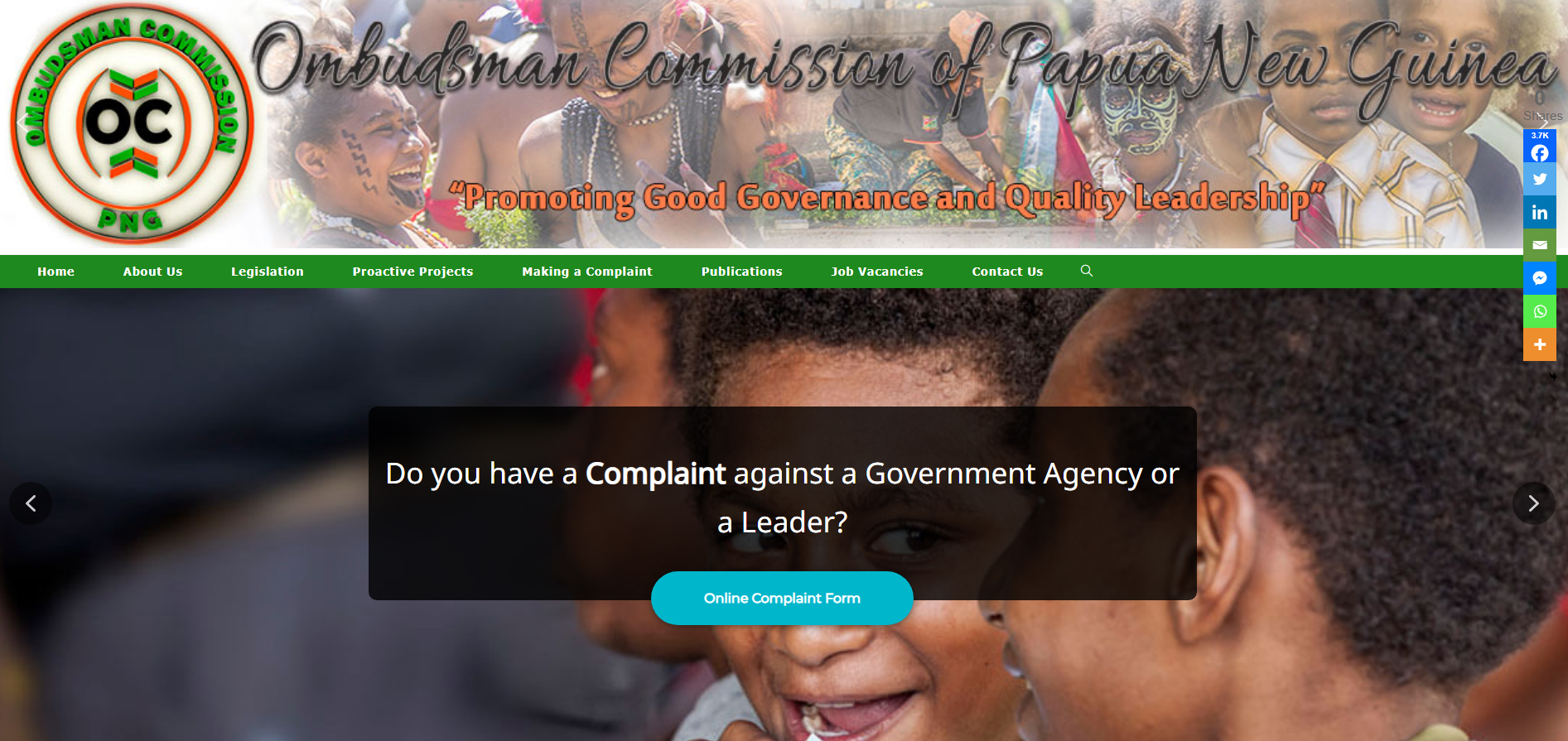 Anti-corruption efforts in Papua New Guinea: A brief 50-year overview. picture shows website of the PNG Ombudsman