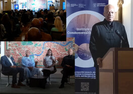 “A partnership for everyone”: The case for a strategy on reparatory justice. photos show audience, Sir Hilary Beckles and CRC panel