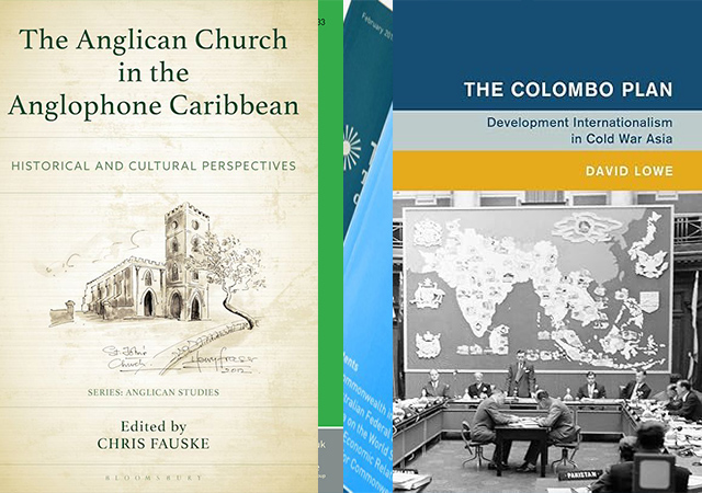 Commonwealth Bookshelf December. photo shows books and journal covers