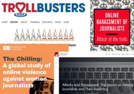 Research Article - Navigating digital harms: Using artificial intelligence to triage support for journalists. montage shows report covers