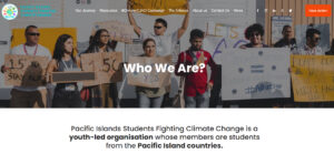 Opinion - Reimagining power: young people and the ICJ Advisory Opinion on climate change. photo shows website of the Pacific Islands Students Fighting Climate Change (PISFCC)