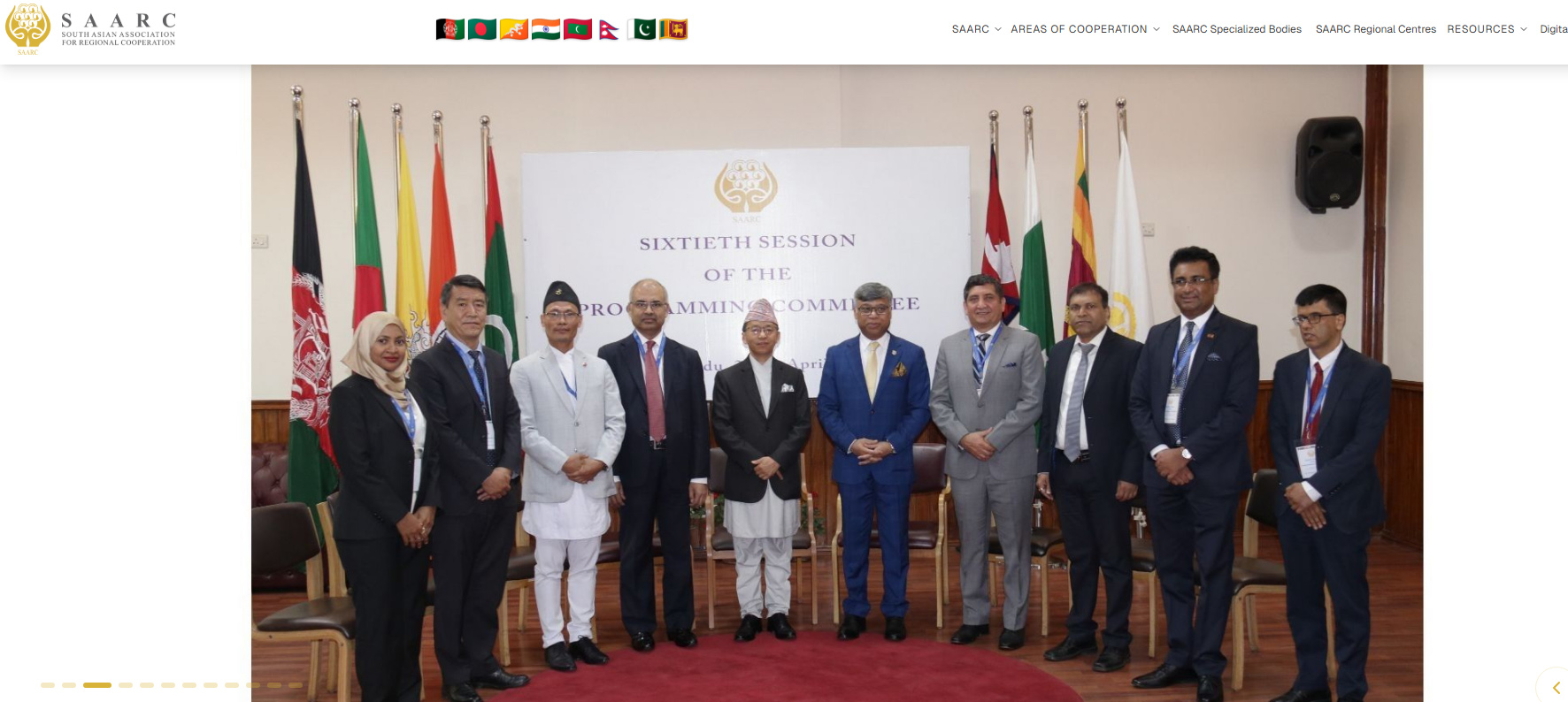 Research Article - Geopolitics and geo-economics of SAARC: How that defines the rise and decline of the regional organisation. picture shows SAARC website