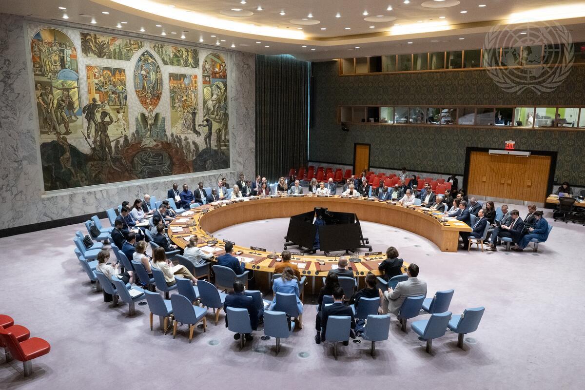 The art of the long game: Trinidad & Tobago and Caribbean statecraft at the United Nations. photo shows A wide view of the Security Council meeting on maintenance of peace and security of Ukraine.